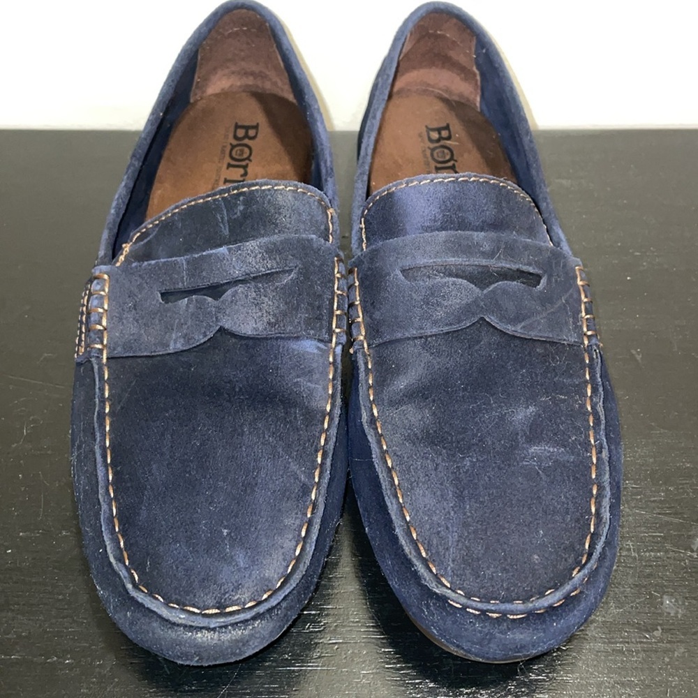 BORN Men’s Suede Slip On‎ Penny Loafers.  Memory foam insoles. 9 BM0003872 Navy